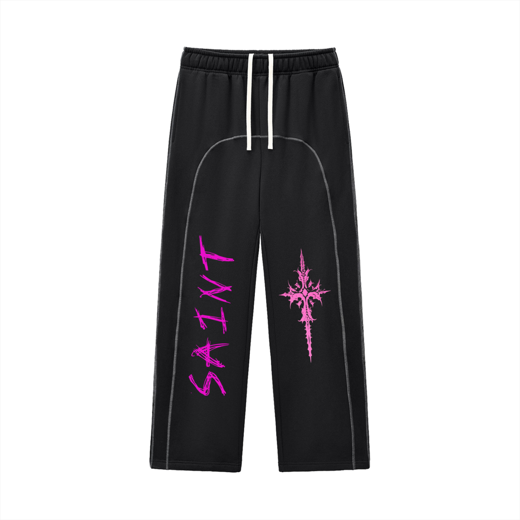 Black pink Saint Contrast-Stitched Fleece Sweatpants