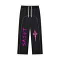 Black pink Saint Contrast-Stitched Fleece Sweatpants