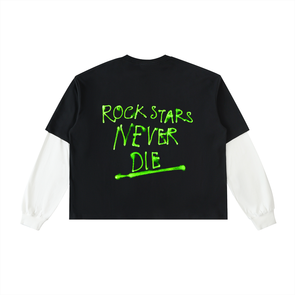 Green Rockstars never die cotton long sleeve