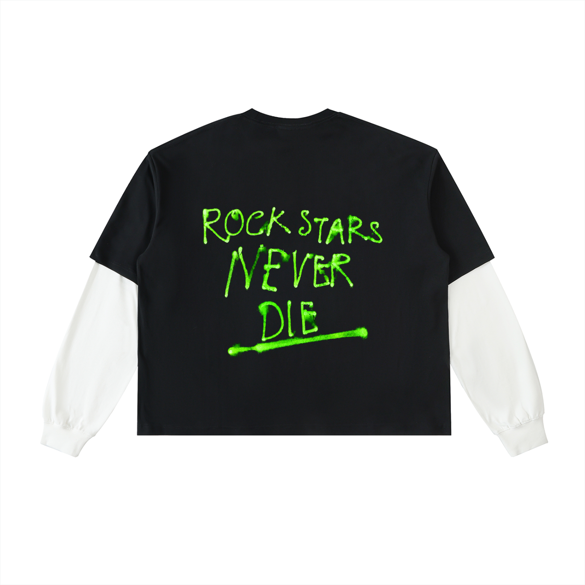 Green Rockstars never die cotton long sleeve