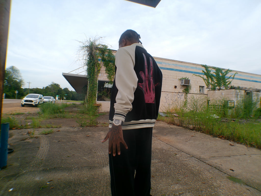 Should’ve been a vamp Contrast Raglan Sleeve Baseball Jacket
