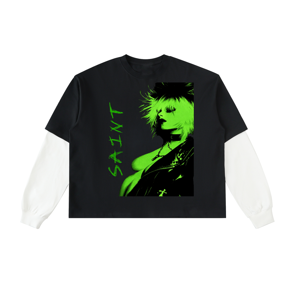 Green Rockstars never die cotton long sleeve