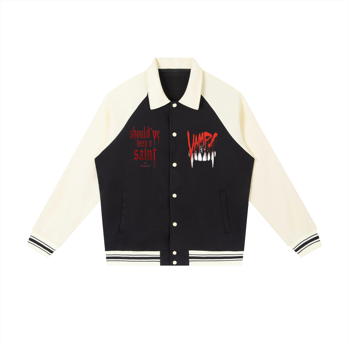Should’ve been a vamp Contrast Raglan Sleeve Baseball Jacket