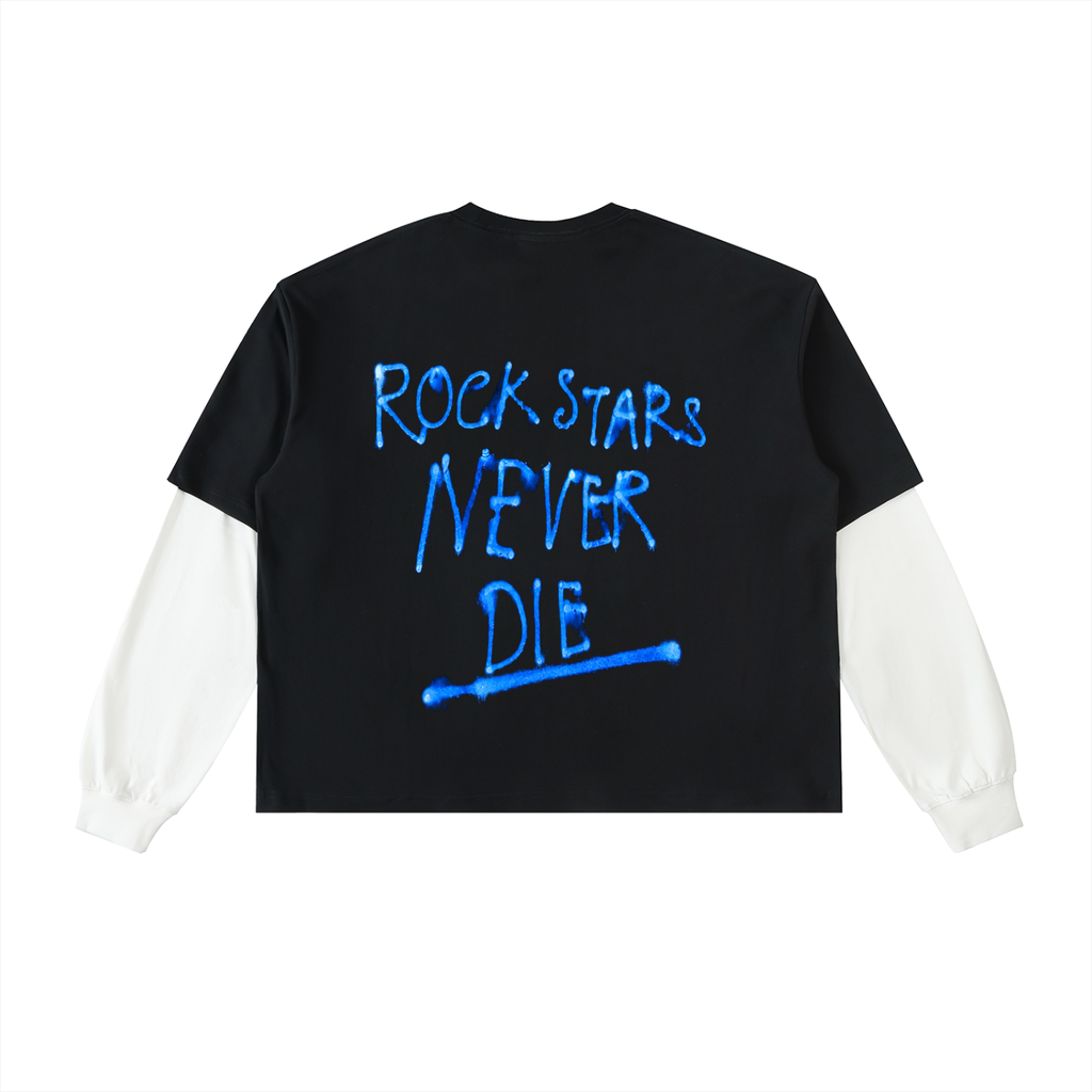 Blue Rockstars never die cotton long sleeve