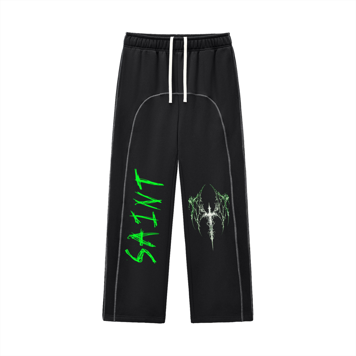 Green saint Contrast-Stitched Fleece Sweatpants