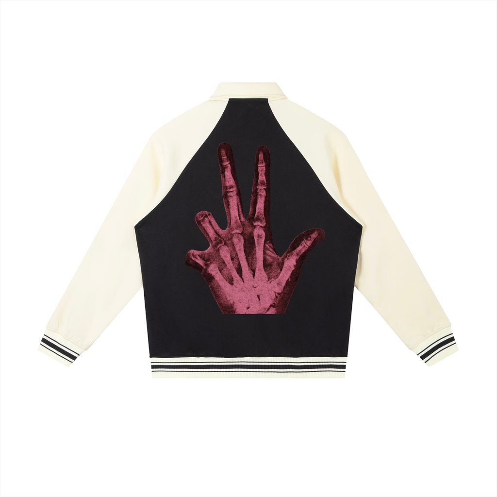 Should’ve been a vamp Contrast Raglan Sleeve Baseball Jacket