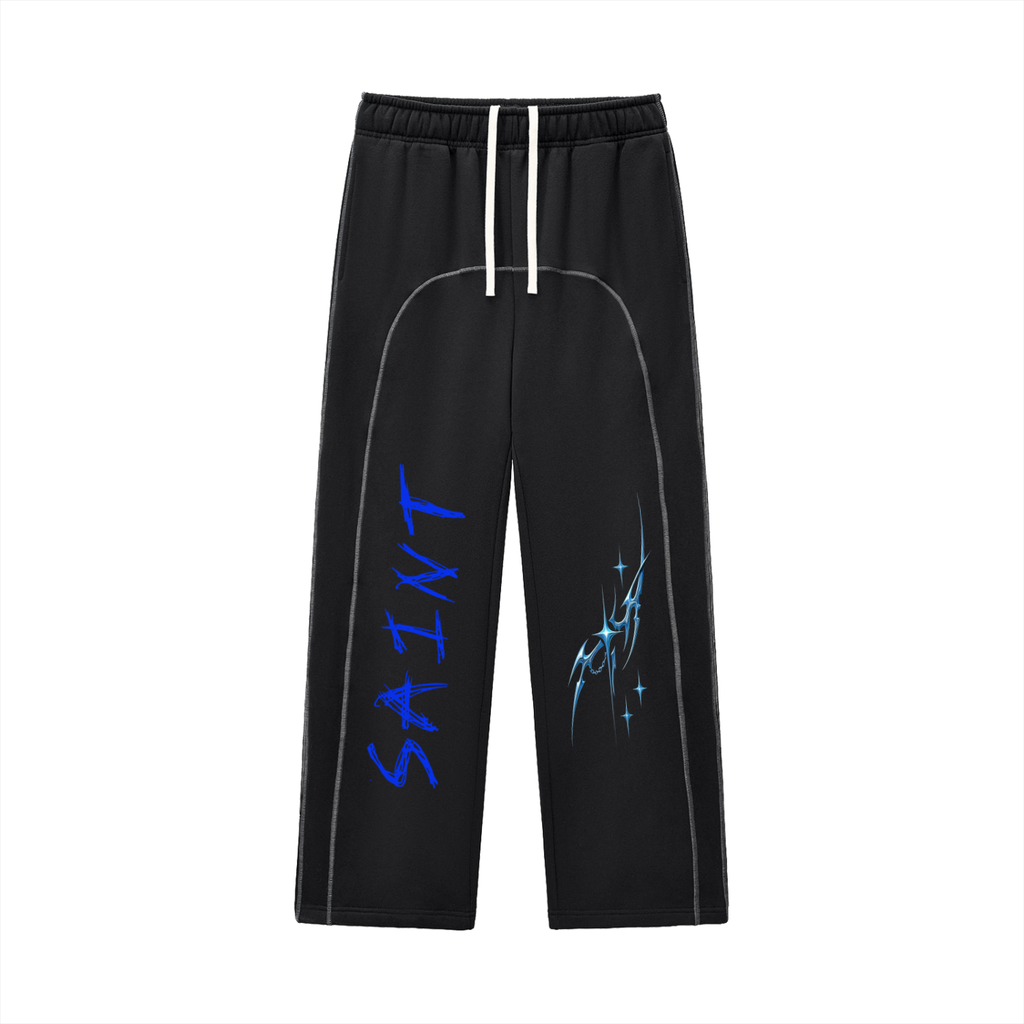 Blue Saint Contrast-Stitched Fleece Sweatpants