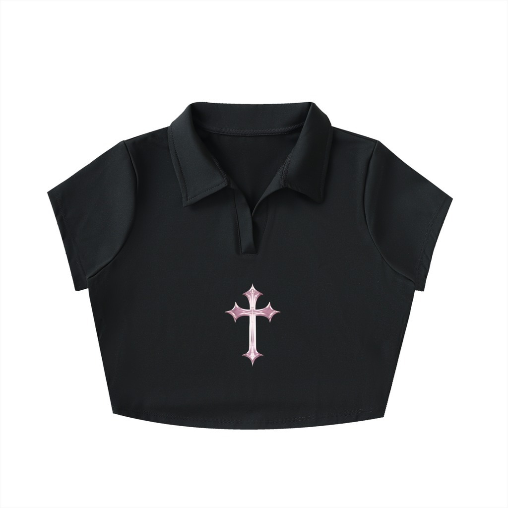 LOVERCORE V-Neck Lapel Crop Top
