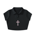 LOVERCORE V-Neck Lapel Crop Top